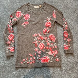 ANTHROPOLOGIE Sleeping On Snow Embroidered Sweater